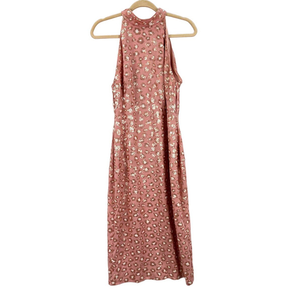 SHO by TADASHI SHOJI Sleeveless Sequin Sheath Dress in Blush Pink Leopard Large - Picture 3 of 8